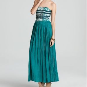 FRENCH CONNECTION Embroidered Maxi Dress *Gorgeous* NWT turquoise green